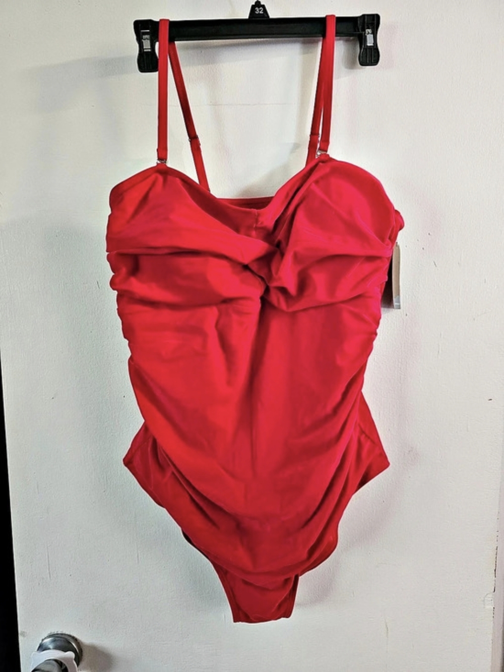Smismivo Ruched Bandeau One-Piece Swimsuit in Red XXL